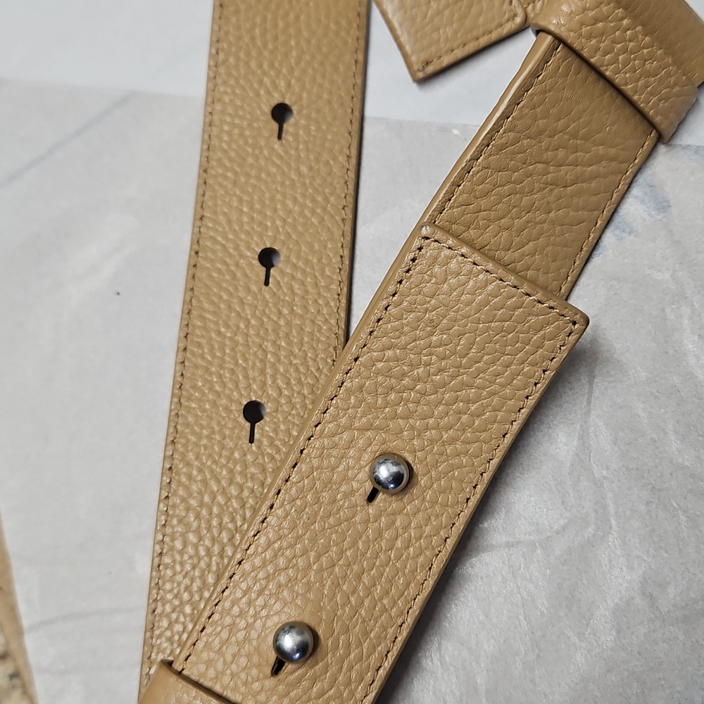 All Saints Round Tan Pebbled Leather Crossbody Bag Silver Hardware - Picture 6 of 14